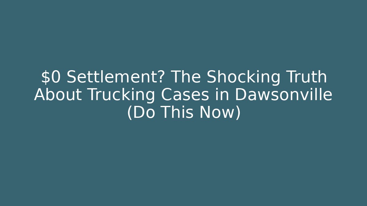 $0 Settlement? The Shocking Truth About Trucking Cases in Dawsonville (Do This Now)