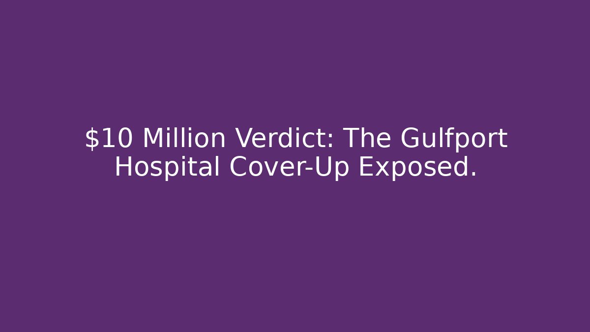 $10 Million Verdict: The Gulfport Hospital Cover-Up Exposed.