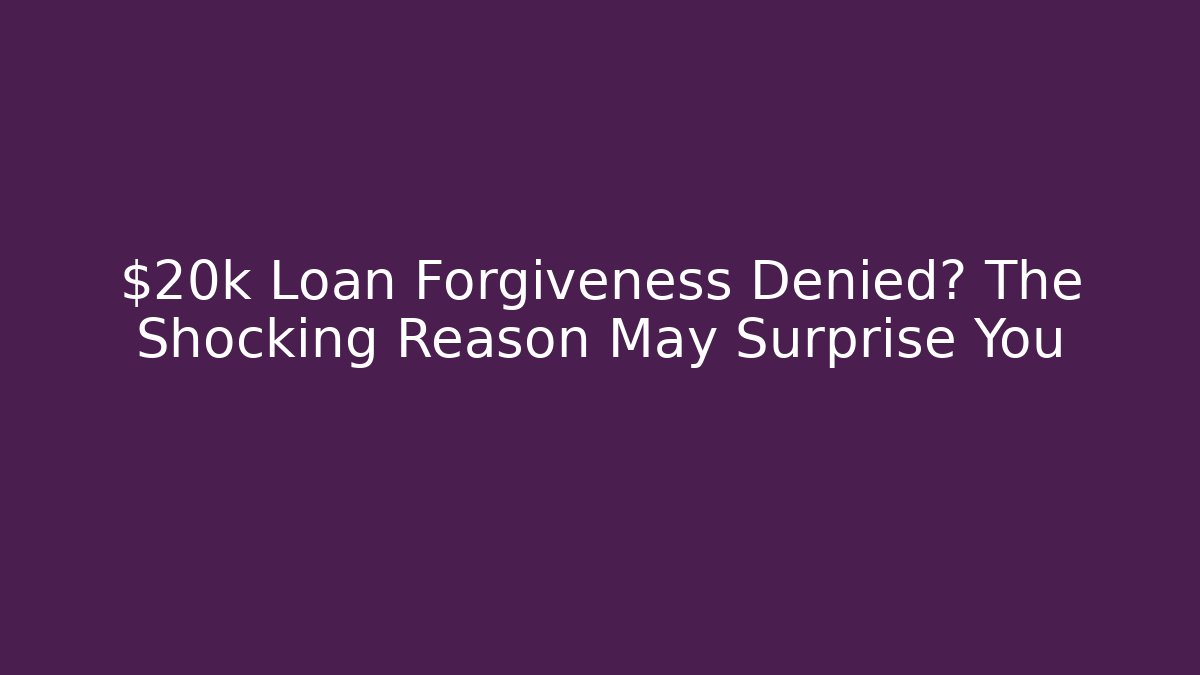 $20k Loan Forgiveness Denied? The Shocking Reason May Surprise You