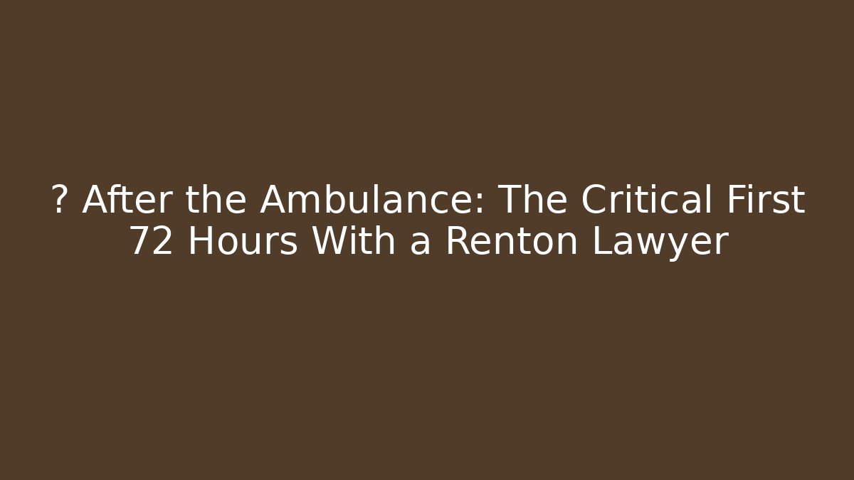 🚑 After the Ambulance: The Critical First 72 Hours With a Renton Lawyer