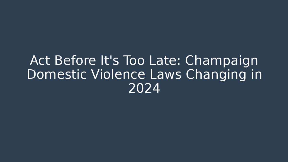Act Before It’s Too Late: Champaign Domestic Violence Laws Changing in 2024