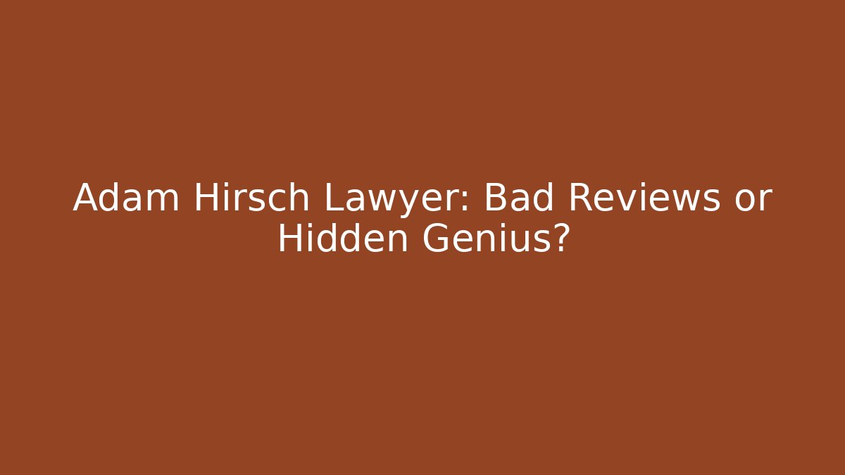 Adam Hirsch Lawyer: Bad Reviews or Hidden Genius?
