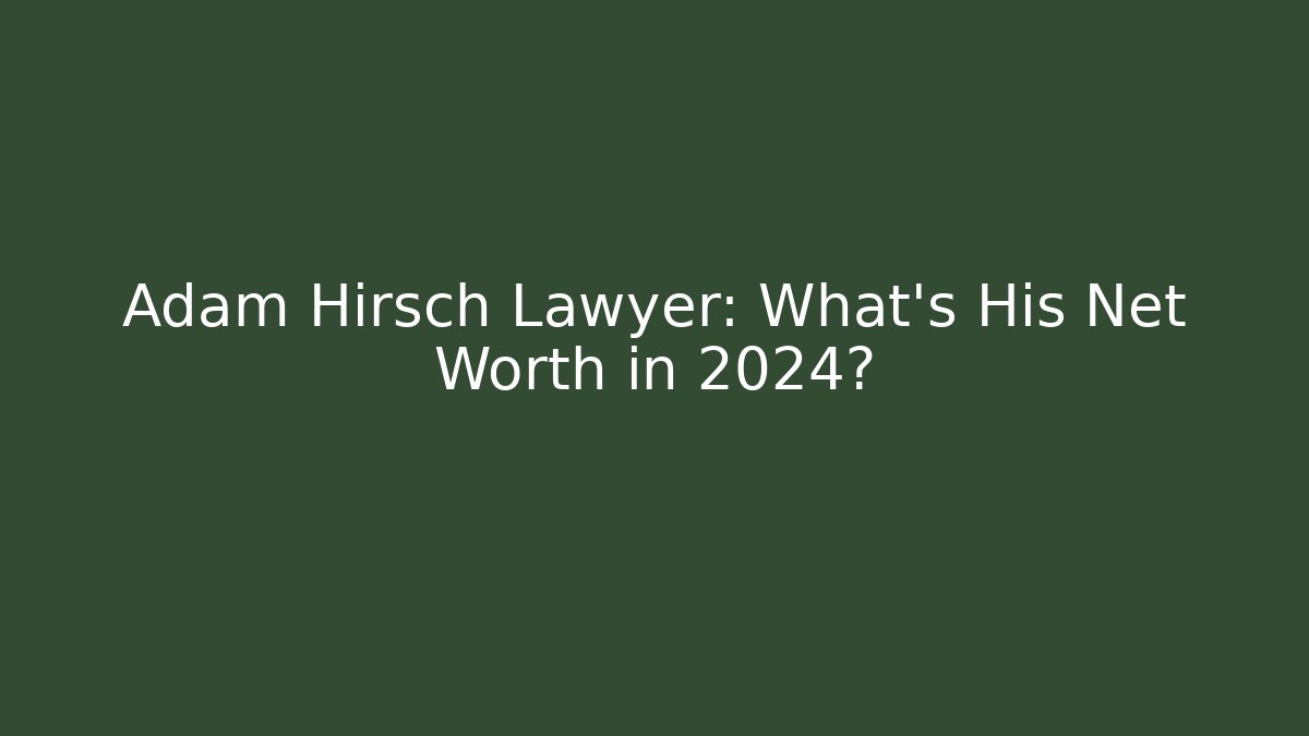 Adam Hirsch Lawyer: What's His Net Worth in 2024?