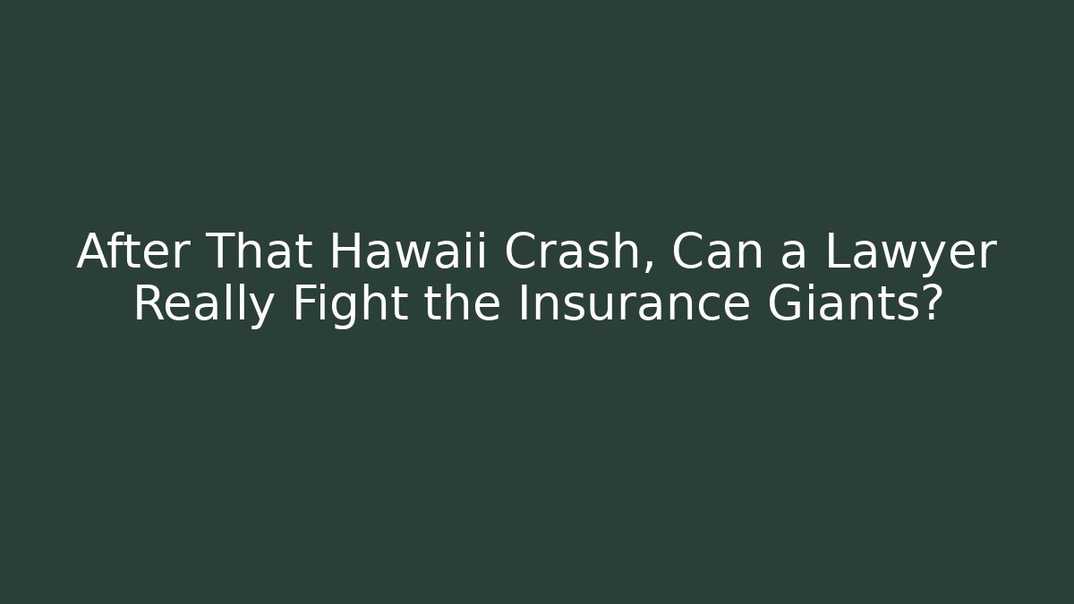 After That Hawaii Crash, Can a Lawyer Really Fight the Insurance Giants?