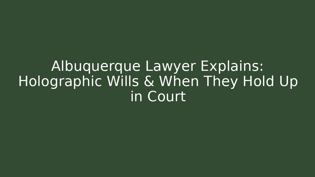 Albuquerque Lawyer Explains: Holographic Wills & When They Hold Up in Court