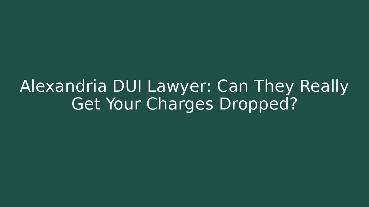 Alexandria DUI Lawyer: Can They Really Get Your Charges Dropped?