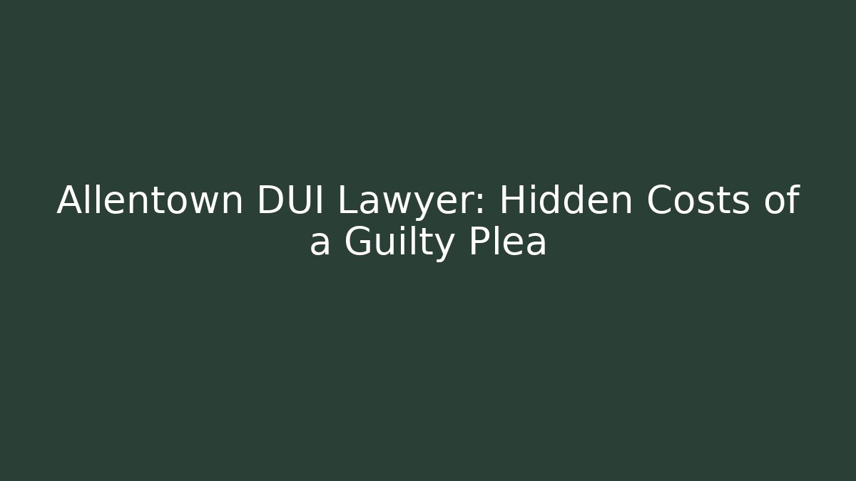 Allentown DUI Lawyer: Hidden Costs of a Guilty Plea