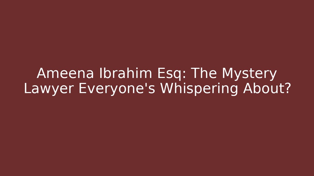 Ameena Ibrahim Esq: The Mystery Lawyer Everyone’s Whispering About?