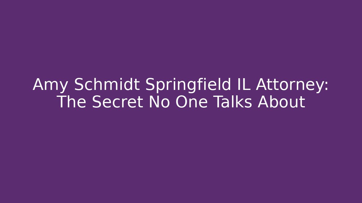 Amy Schmidt Springfield IL Attorney: The Secret No One Talks About
