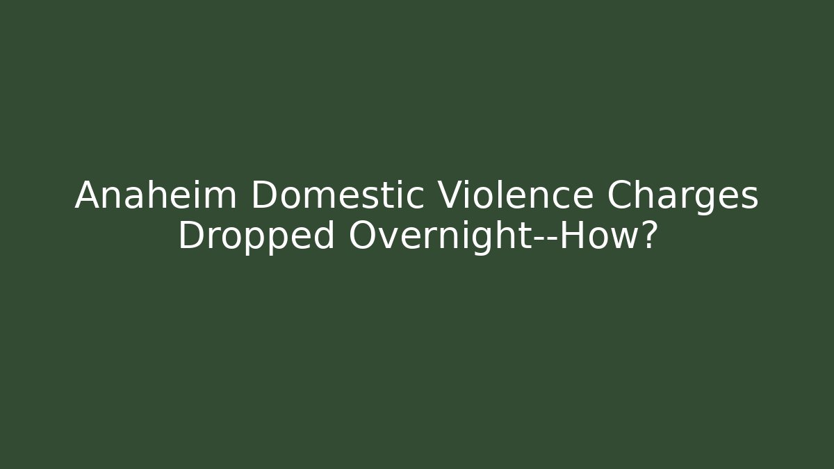 Anaheim Domestic Violence Charges Dropped Overnight—How?