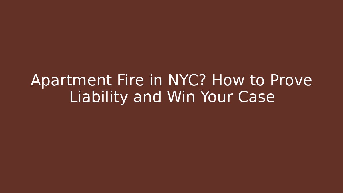 Apartment Fire in NYC? How to Prove Liability and Win Your Case