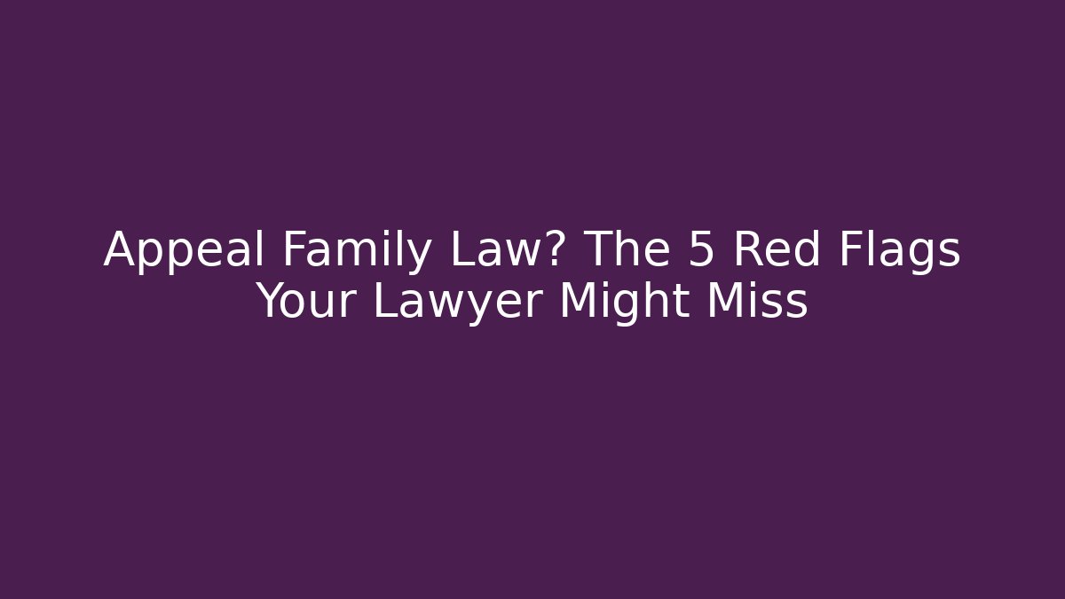 Appeal Family Law? The 5 Red Flags Your Lawyer Might Miss