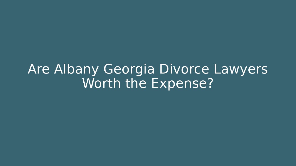 Are Albany Georgia Divorce Lawyers Worth the Expense?