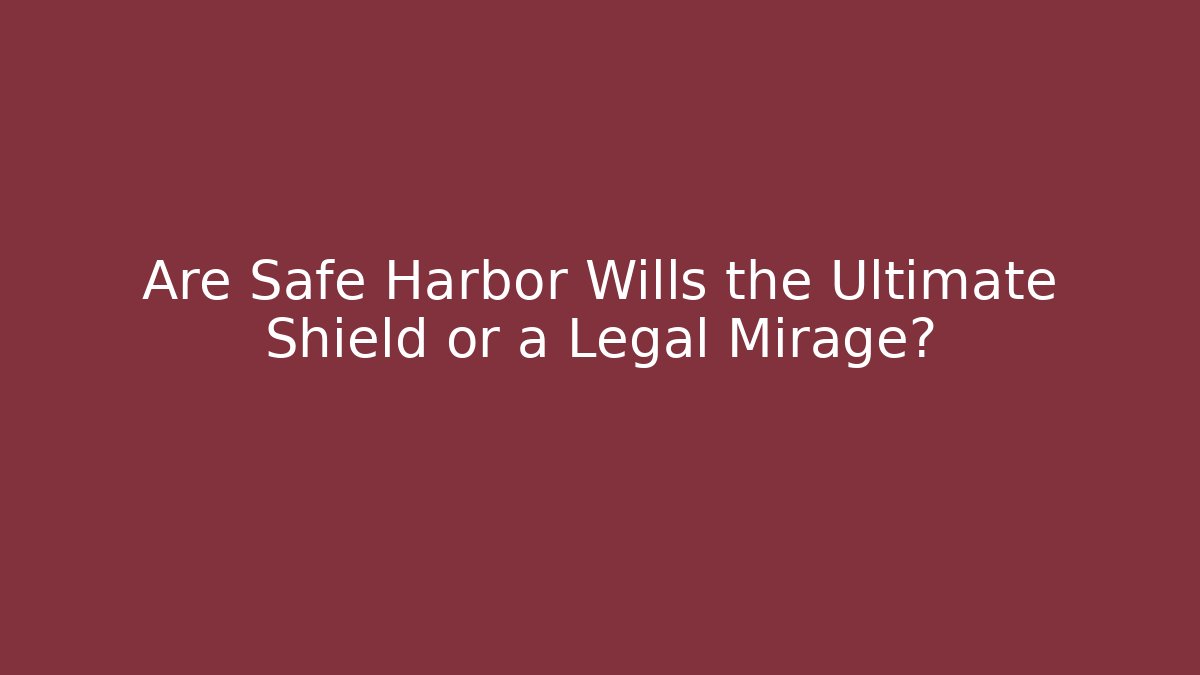 Are Safe Harbor Wills the Ultimate Shield or a Legal Mirage?