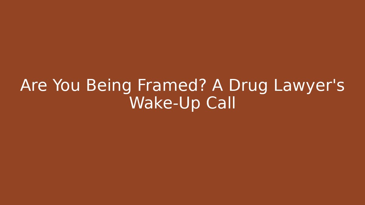 Are You Being Framed? A Drug Lawyer's Wake-Up Call - WealthxGroup