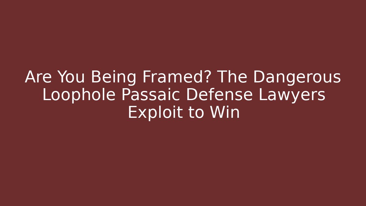 Are You Being Framed? The Dangerous Loophole Passaic Defense Lawyers Exploit to Win