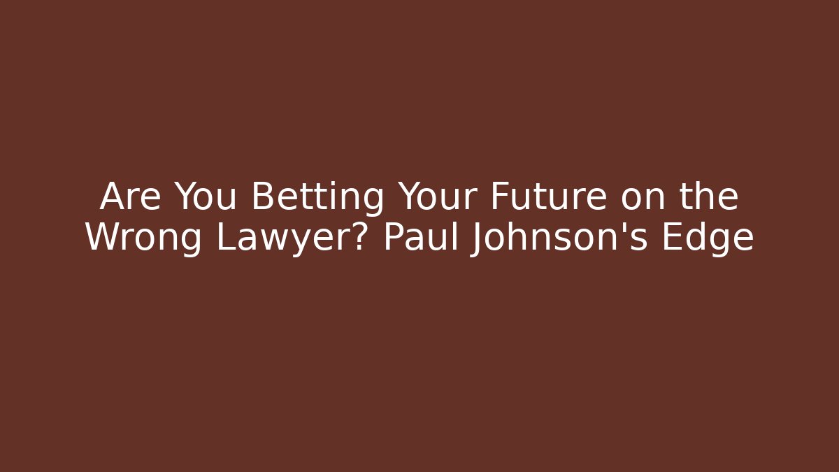Are You Betting Your Future on the Wrong Lawyer? Paul Johnson’s Edge