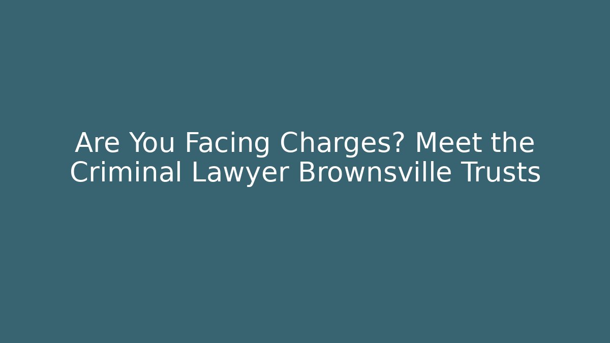 Are You Facing Charges? Meet the Criminal Lawyer Brownsville Trusts
