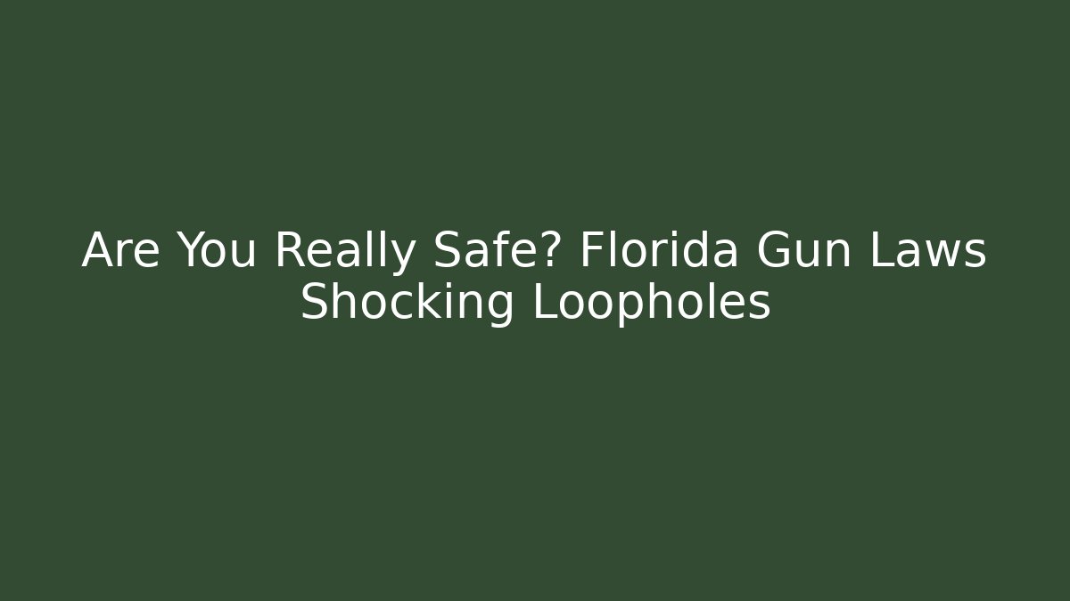 Are You Really Safe? Florida Gun Laws Shocking Loopholes