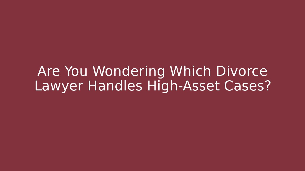 Are You Wondering Which Divorce Lawyer Handles High-Asset Cases?