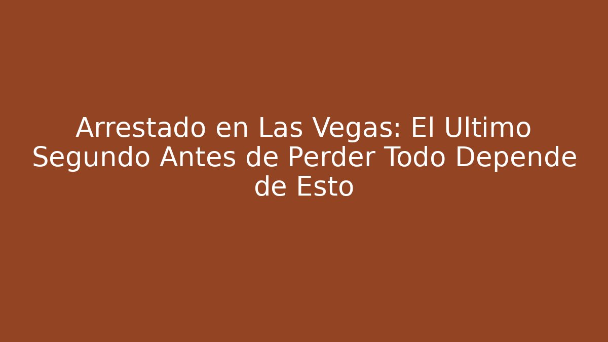 Arrestado en Las Vegas: El Último Segundo Antes de Perder Todo Depende de Esto