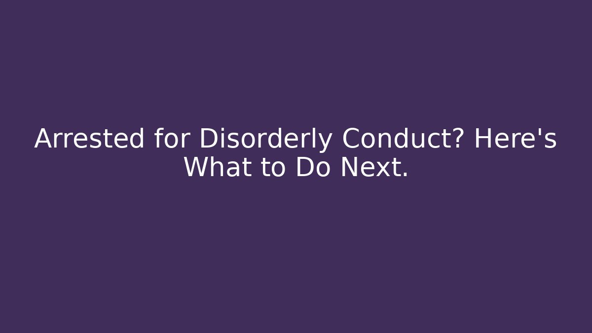 Arrested for Disorderly Conduct? Here’s What to Do Next. - WealthxGroup