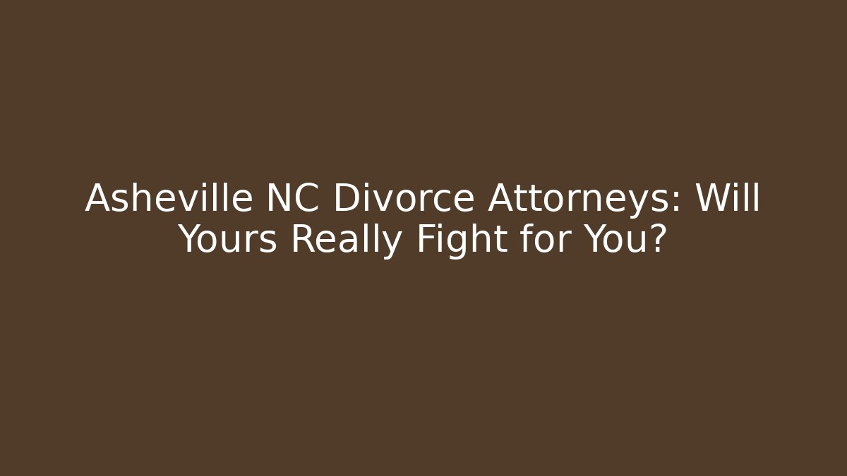 Asheville NC Divorce Attorneys: Will Yours Really Fight for You?