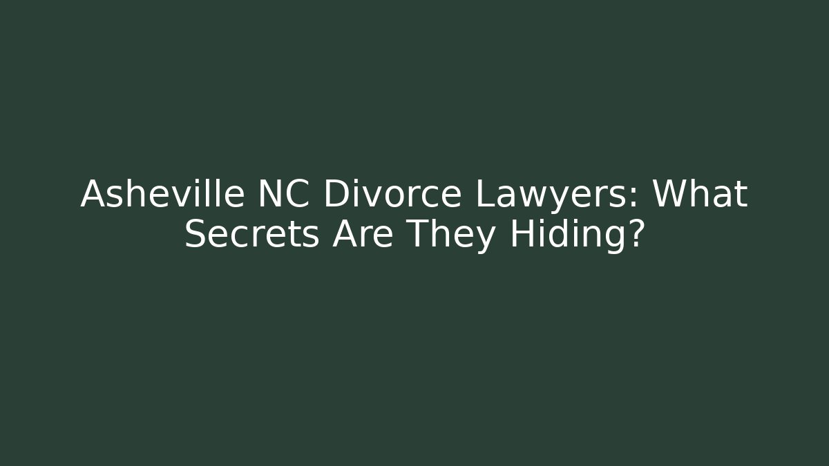 Asheville NC Divorce Lawyers: What Secrets Are They Hiding?