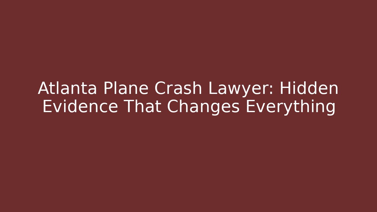 Atlanta Plane Crash Lawyer: Hidden Evidence That Changes Everything - WealthxGroup