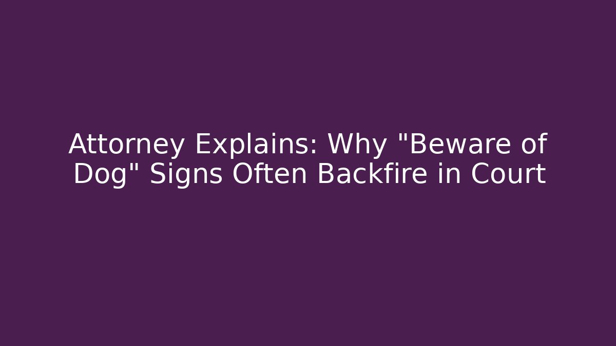 Attorney Explains: Why "Beware of Dog" Signs Often Backfire in Court - WealthxGroup