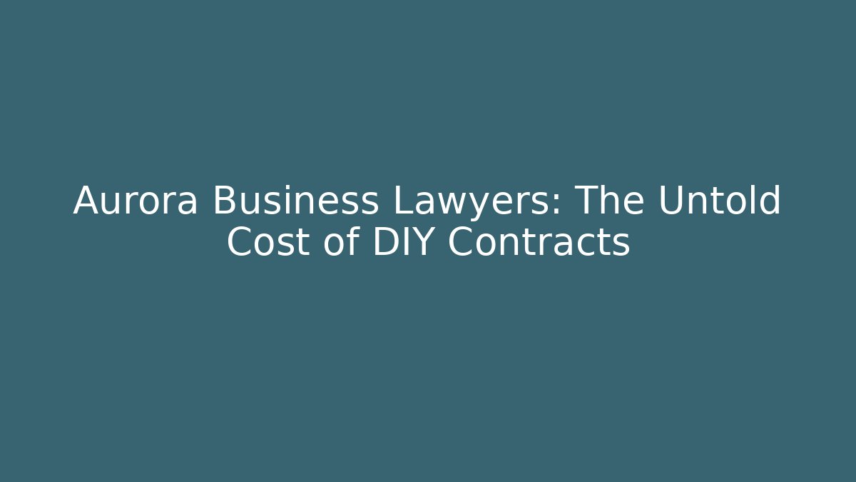 Aurora Business Lawyers: The Untold Cost of DIY Contracts