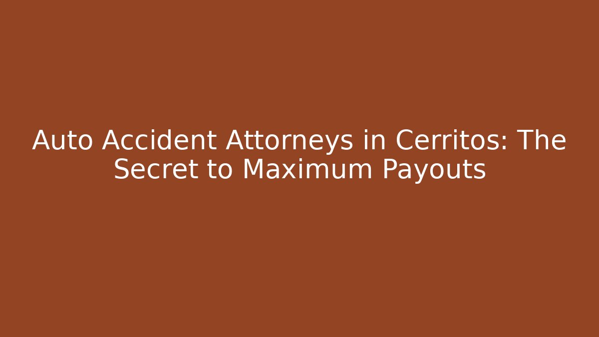 Auto Accident Attorneys in Cerritos: The Secret to Maximum Payouts