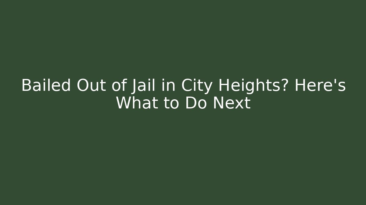 Bailed Out of Jail in City Heights? Here's What to Do Next