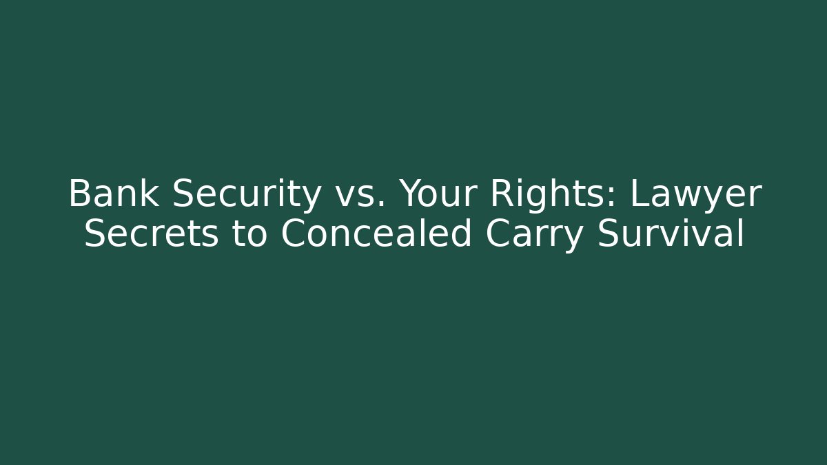 Bank Security vs. Your Rights: Lawyer Secrets to Concealed Carry Survival