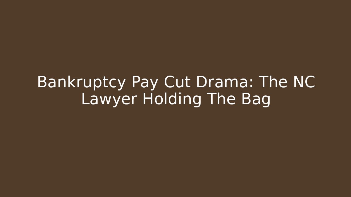 Bankruptcy Pay Cut Drama: The NC Lawyer Holding The Bag
