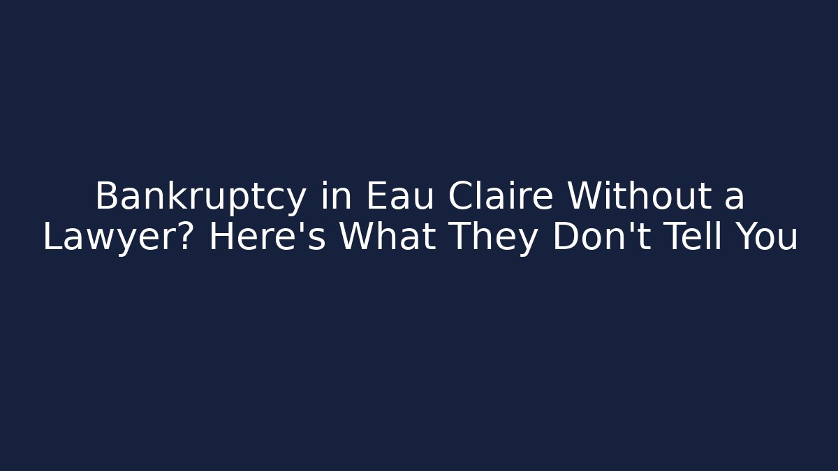 Bankruptcy in Eau Claire Without a Lawyer? Here’s What They Don’t Tell You