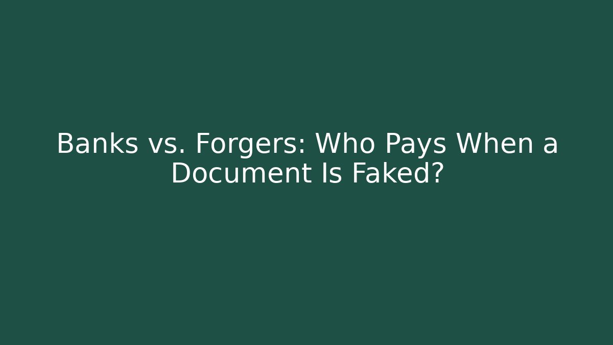 Banks vs. Forgers: Who Pays When a Document Is Faked? - WealthxGroup