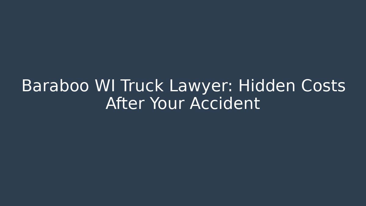 Baraboo WI Truck Lawyer: Hidden Costs After Your Accident