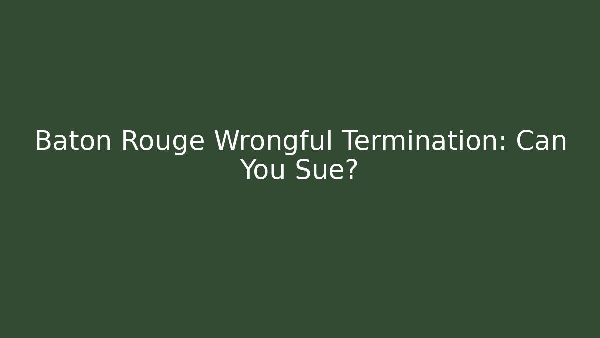 Baton Rouge Wrongful Termination: Can You Sue?