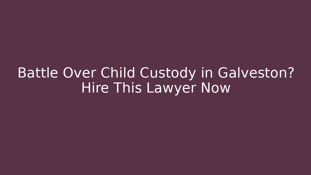 Battle Over Child Custody in Galveston? Hire This Lawyer Now