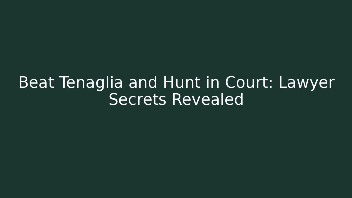 Beat Tenaglia and Hunt in Court: Lawyer Secrets Revealed