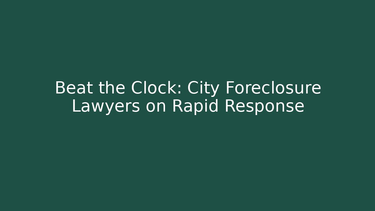 Beat the Clock: City Foreclosure Lawyers on Rapid Response