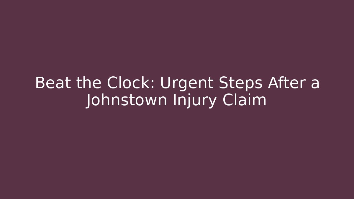 Beat the Clock: Urgent Steps After a Johnstown Injury Claim