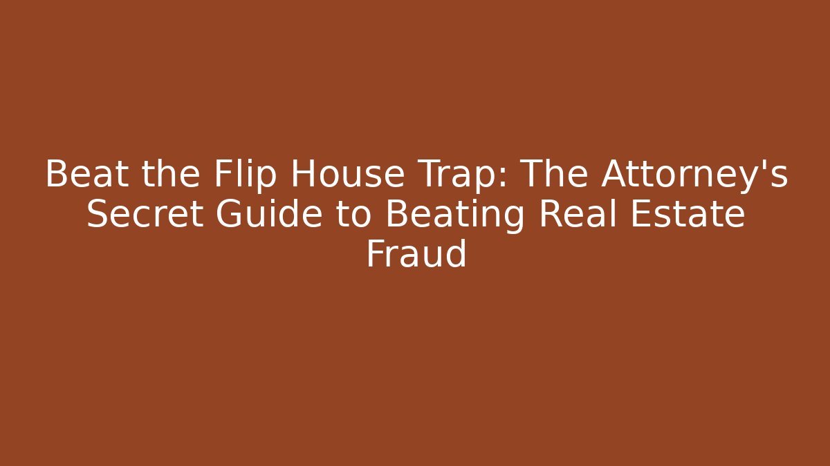 Beat the Flip House Trap: The Attorney’s Secret Guide to Beating Real Estate Fraud