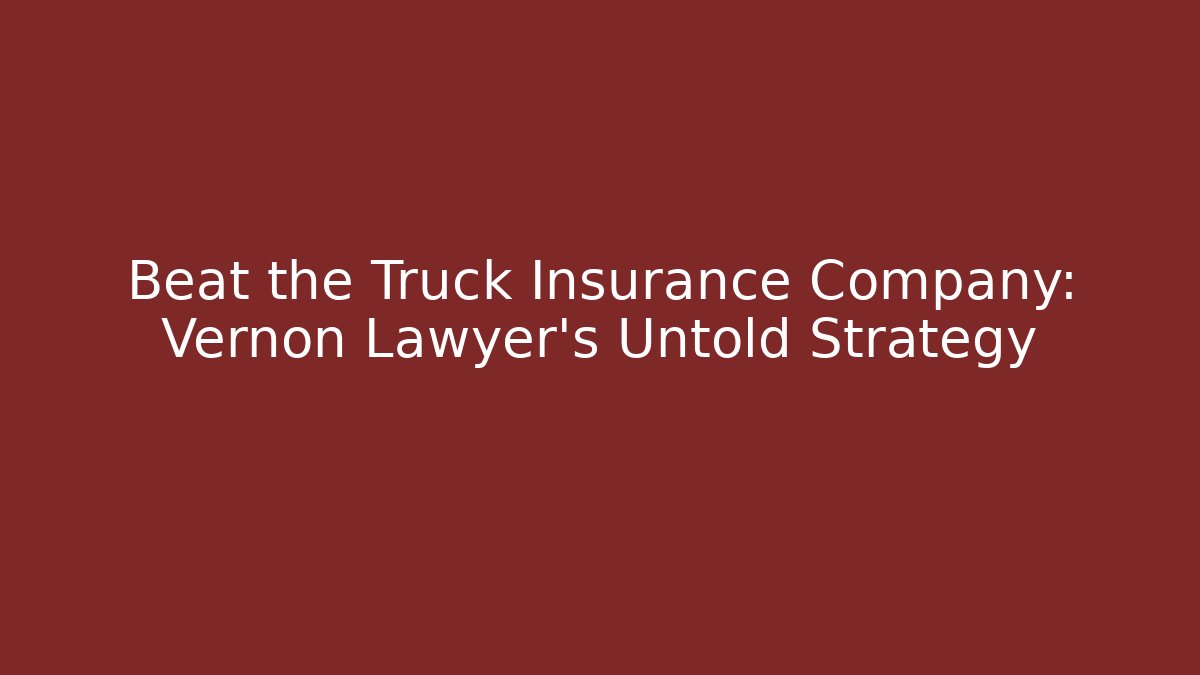 Beat the Truck Insurance Company: Vernon Lawyer’s Untold Strategy