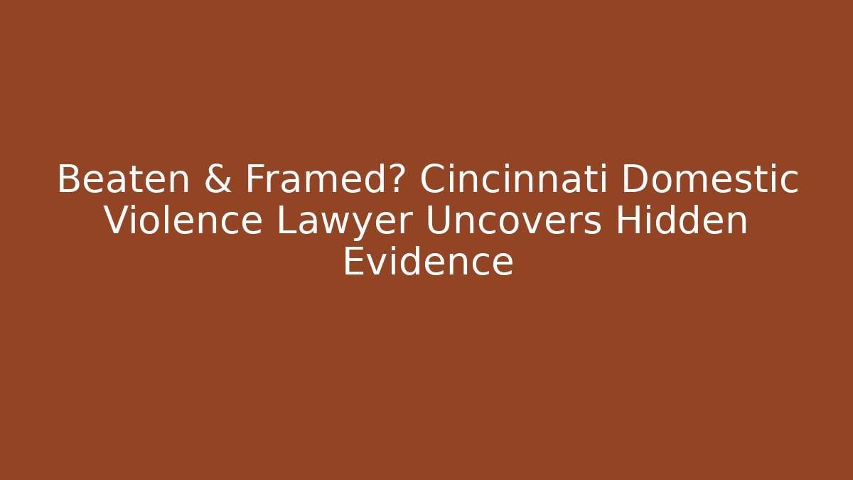 Beaten & Framed? Cincinnati Domestic Violence Lawyer Uncovers Hidden Evidence - WealthxGroup
