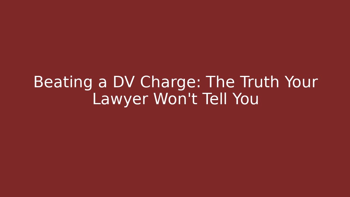 Beating a DV Charge: The Truth Your Lawyer Won't Tell You