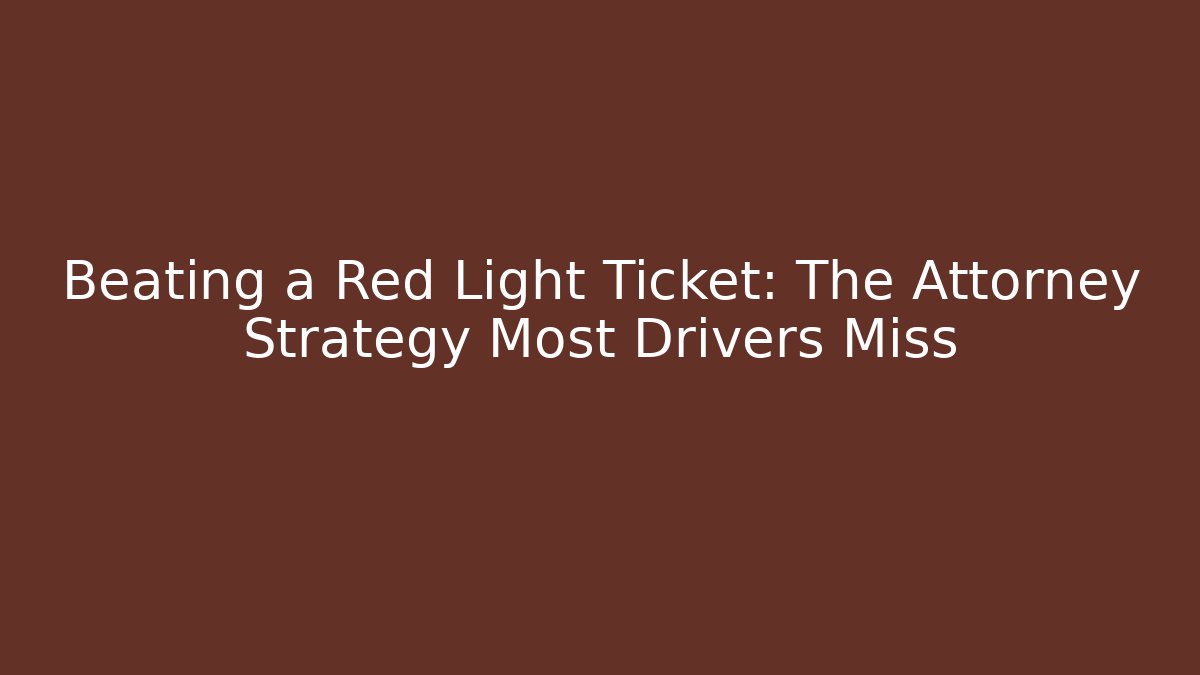 Beating a Red Light Ticket: The Attorney Strategy Most Drivers Miss