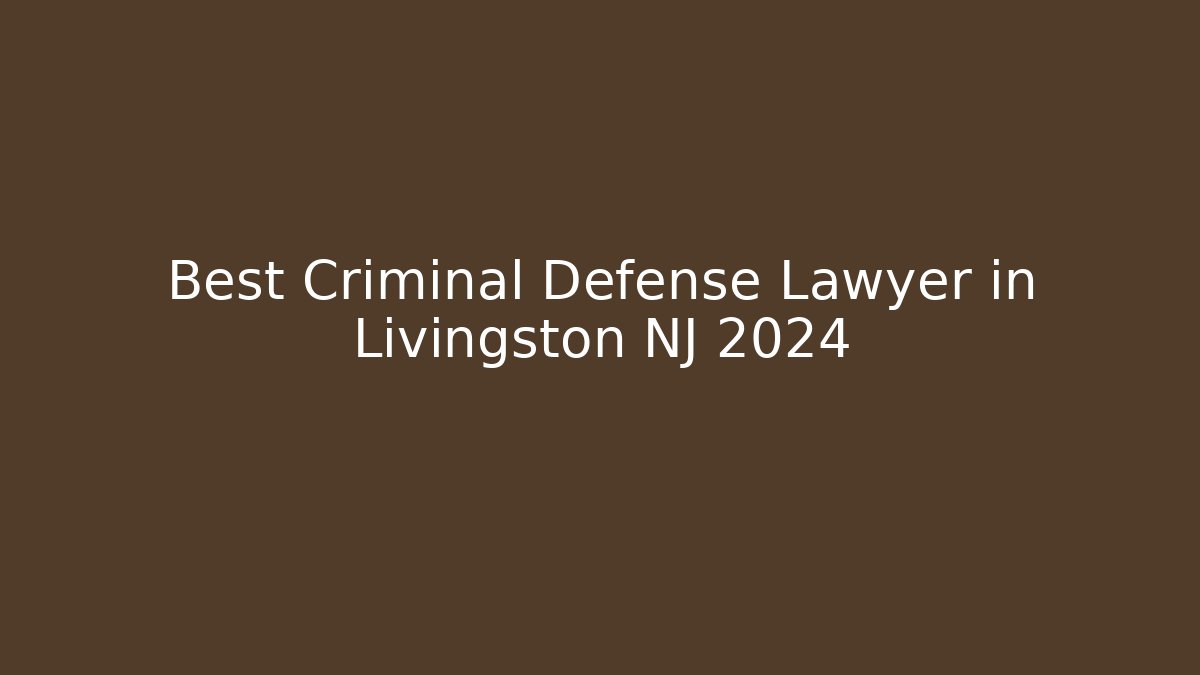 Best Criminal Defense Lawyer in Livingston NJ 2024