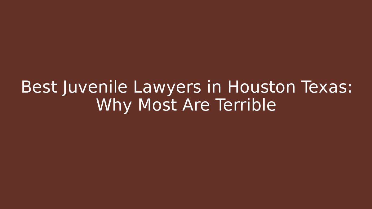 Best Juvenile Lawyers in Houston Texas: Why Most Are Terrible